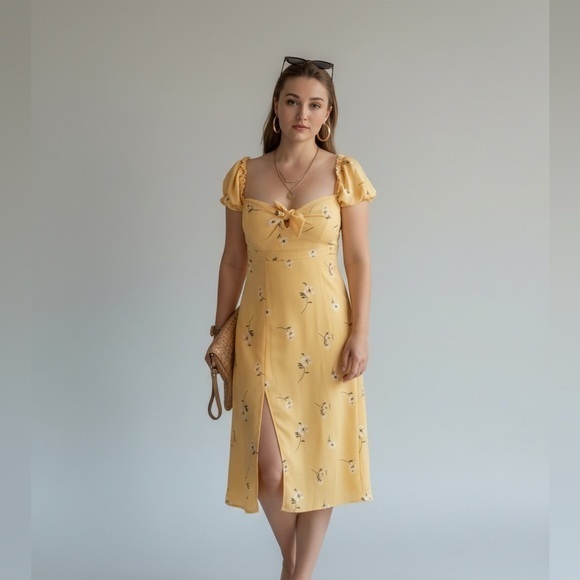 Dresses & Skirts - Yellow Floral Off-Shoulder Dress